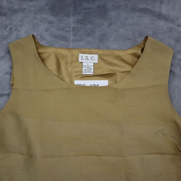ISC Shirt Womens L Gold Sequin Sleeveless Scoop Neck Side Zip Casual Top - Picture 8 of 14